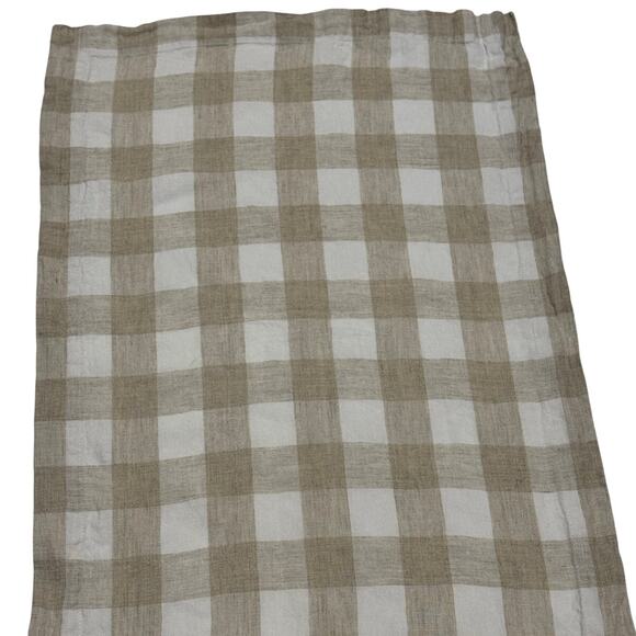 Tan White Check Linen Table Runner 17x100 inches Cottage Core Farmhouse Country - Picture 1 of 7